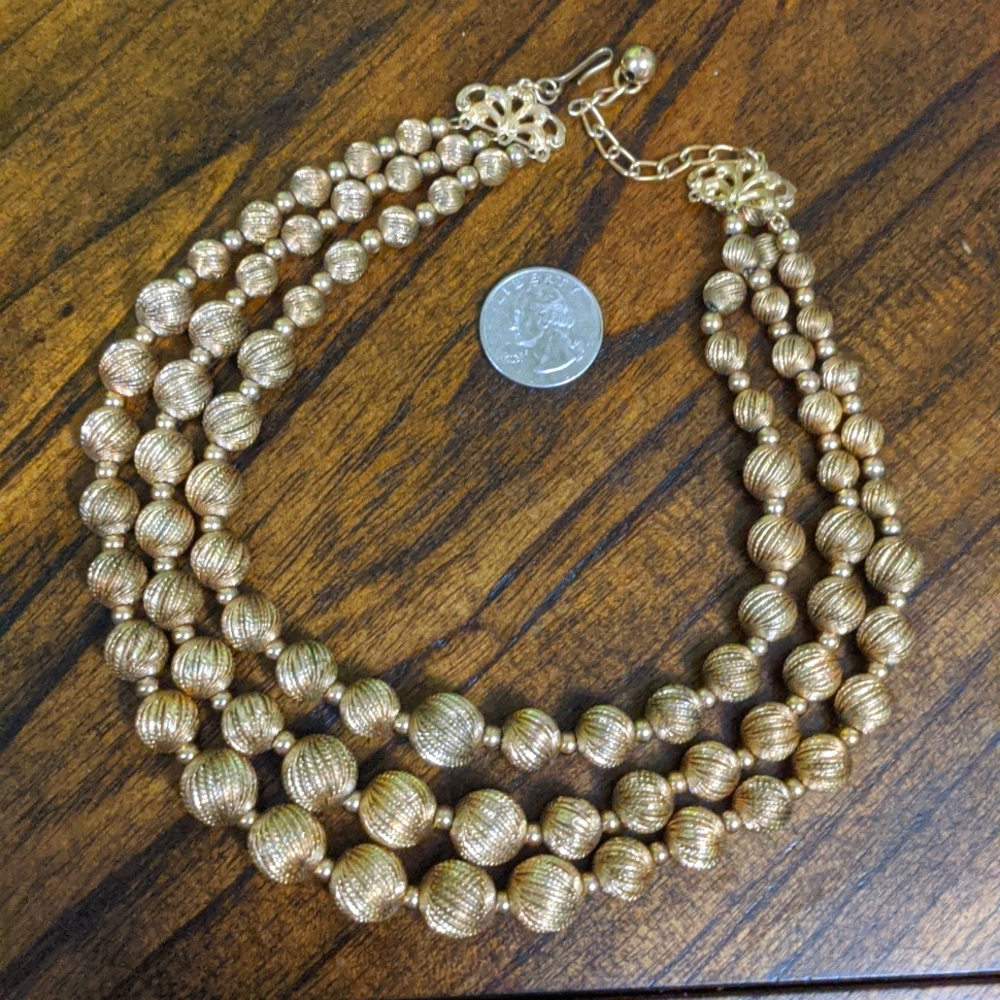 Napier Gold Three Strand Ball Choker
